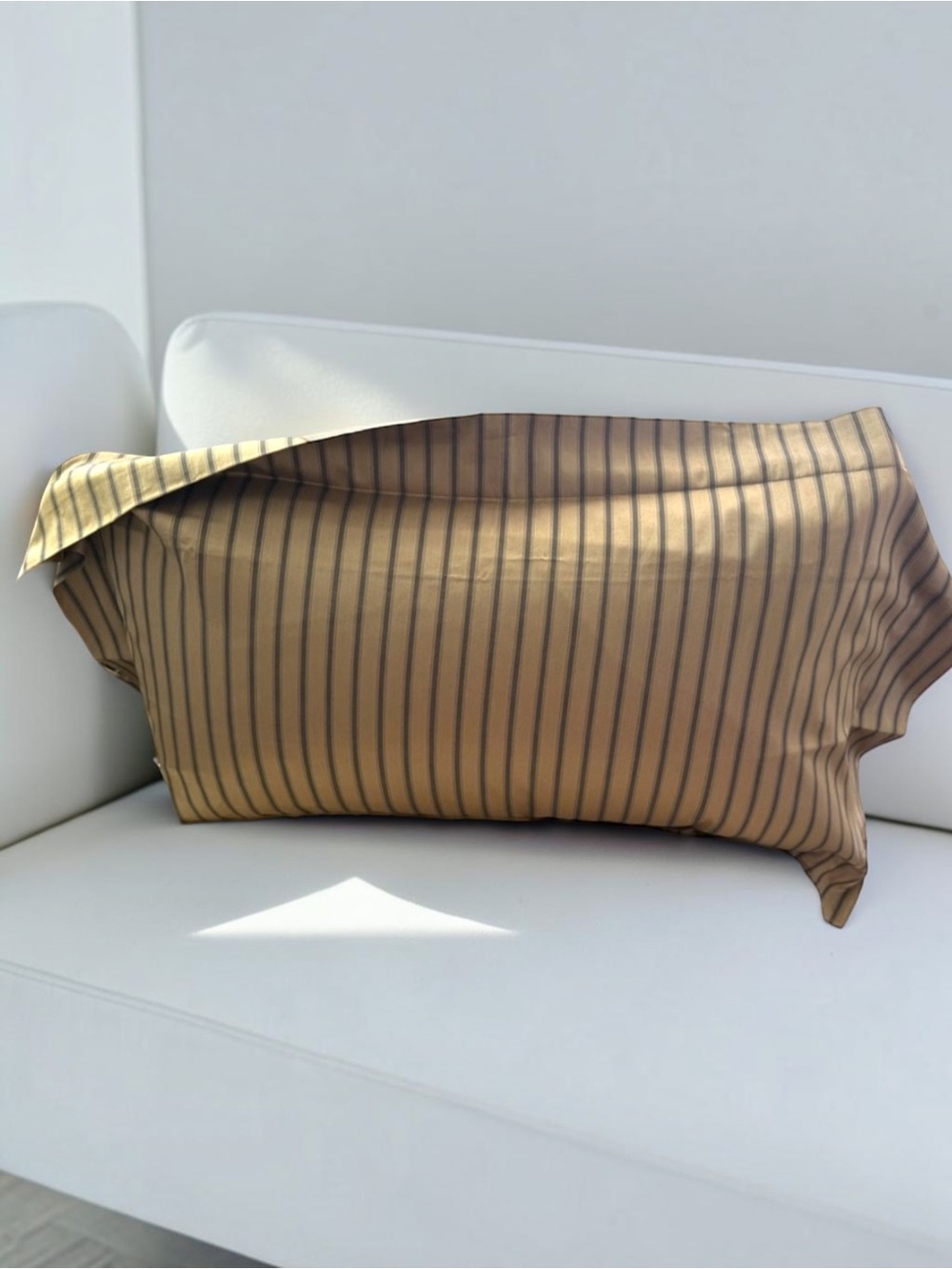 Frette King Pillowcase Gold Grey Stripe Italy